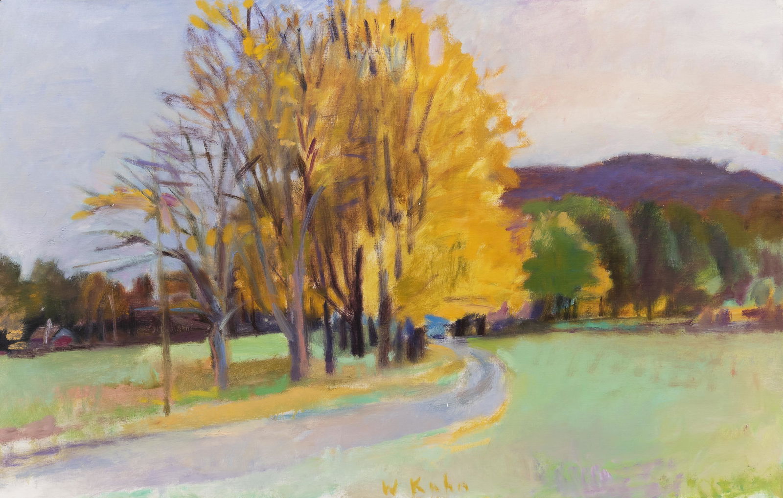 Wolf Kahn (German/American, 1927-2020) Fall Maples (framed 29 1/4 x 45 1/4 in): Wolf Kahn (German/American, 1927-2020) Fall Maples signed 'W Kahn' (lower center), numbered and titled '#6 1986' (on the reverse and on the stretcher), titled on the stretcher oil on canvas 28 1/4 x 4