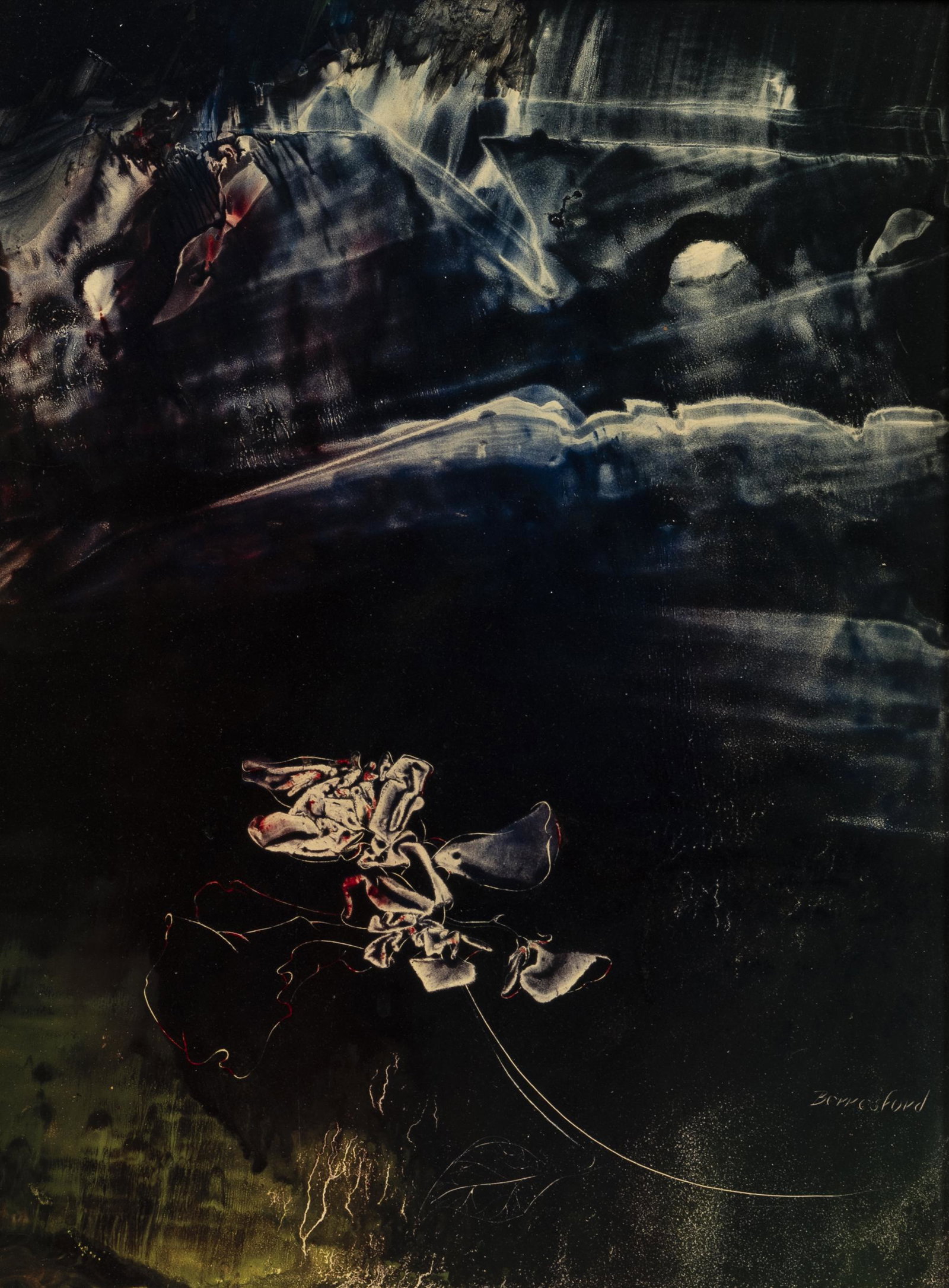 Virginia Berresford (American, 1904-1995) Flowers in a Cave (framed 21 1/2 x 17 1/2 in): Virginia Berresford (American, 1904-1995) Flowers in a Cave signed 'Berresford' (lower right), titled on a label from Mortimer Levitt Gallery, New York (affixed to the reverse) oil on artist board 16 