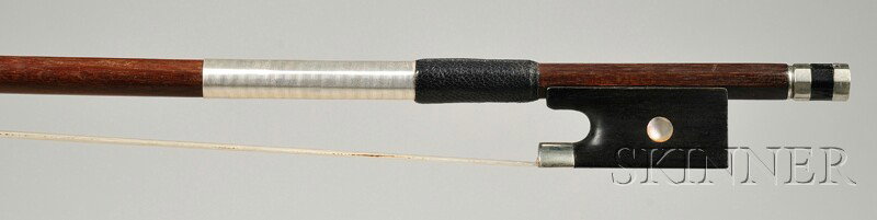 French Nickel Mounted Violin Bow, Jerome Thibouvill: French Nickel Mounted Violin Bow, Jerome Thibouville-Lamy, c. 1950, the round stick unstamped, weight 61 grams. Certificate: Jean-Francois Raffin, Paris, December 19, 2010.