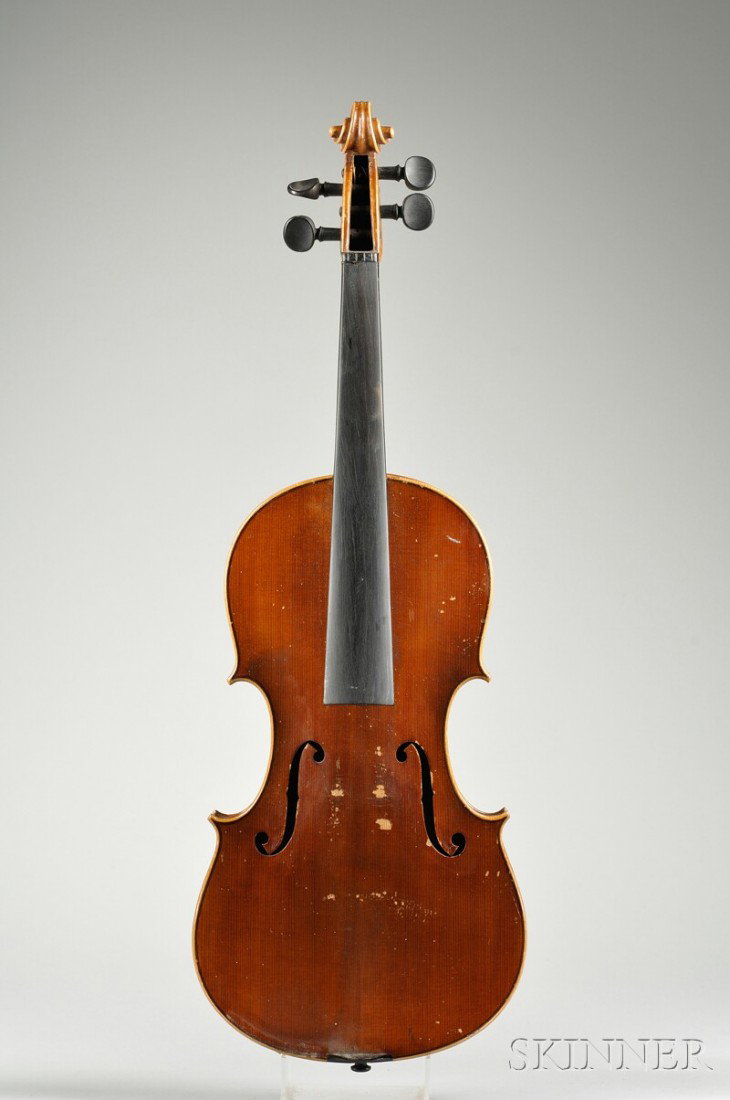Saxon Violin, E. Martin, c. 1910, labeled ...HOYER.: Saxon Violin, E. Martin, c. 1910, labeled ...HOYER..., length of back 357 mm. MM