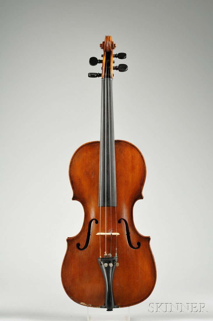 Saxon Violin, c. 1820, labeled ...BERNARDEL..., le: Saxon Violin, c. 1820, labeled ...BERNARDEL..., length of back 356 mm, with case.