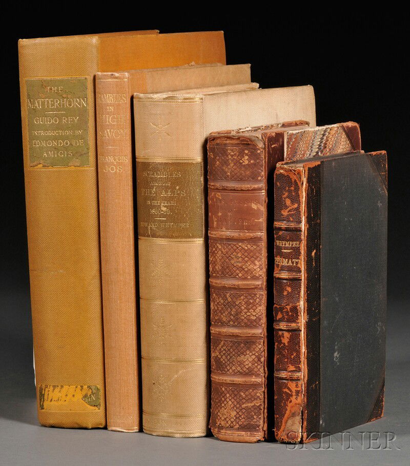 (Alpine Travel), Five titles, comprising two Whymp: (Alpine Travel), Five titles, comprising two Whymper, Edward (1840-1911), Scrambles Amongst the Alps in the Years 1860-69, London: John Murray, 1893, fourth edition, cloth, and The Valley of Sermatt a