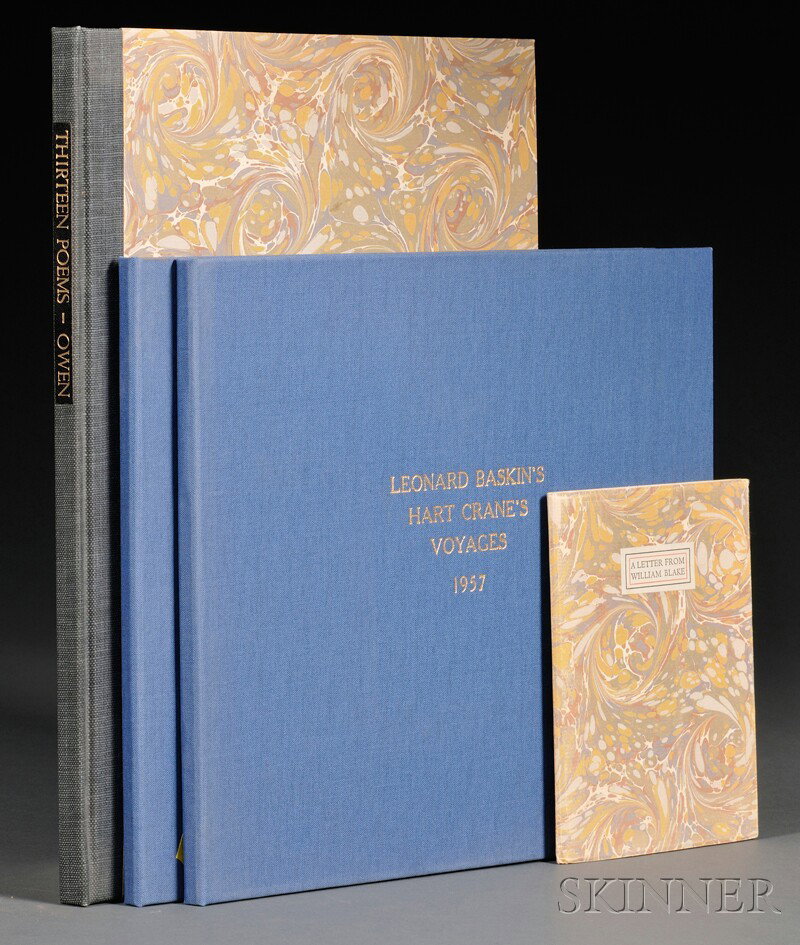 (Baskin, Leonard (1922-2000), Illustrator), and (F: (Baskin, Leonard (1922-2000), Illustrator), and (Fine Press, Gehenna), Three titles in four volumes, Blake, William (1757-1827), A Letter from William Blake...to Thomas Butts, Northampton: Gehenna Pre