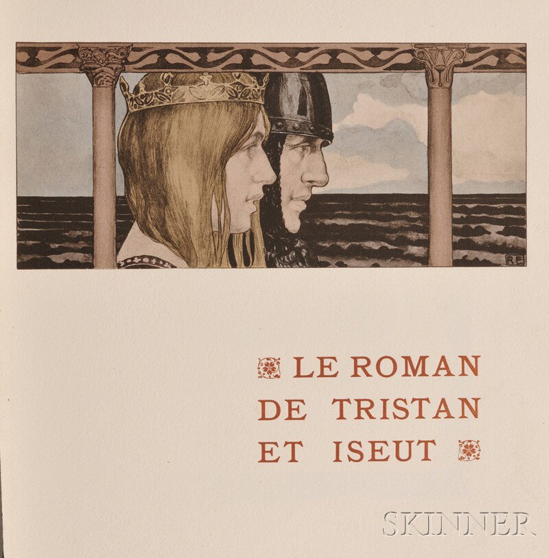 (Decorative Binding), Bedier, Joseph, Le Roman de : (Decorative Binding), Bedier, Joseph, Le Roman de Tristan et Iseult, Paris: H. Piazza & Cie., 1900, with illustrations by Robert Engels, embossed calf, L'Edition D'Art, numbered one of 230 on velin de