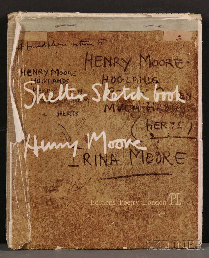 Moore, Henry Spencer (1898-1986), Shelter Sketch B: Moore, Henry Spencer (1898-1986), Shelter Sketch Book, London: PL, [c. 1946], cloth, with original dust jacket, oblong 8vo, with clamshell box, (dust jacket with edge chipping and small tears).