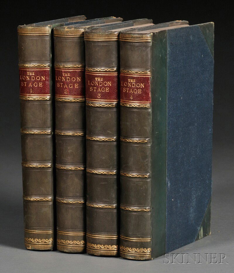 (Theatre, English), The London Stage, London: G. B: (Theatre, English), The London Stage, London: G. Balne, [1824-1827], four volumes, three quarter calf, with frontis portraits, 8vo, (spotting, scattered soiling, bumped, light shelf wear).