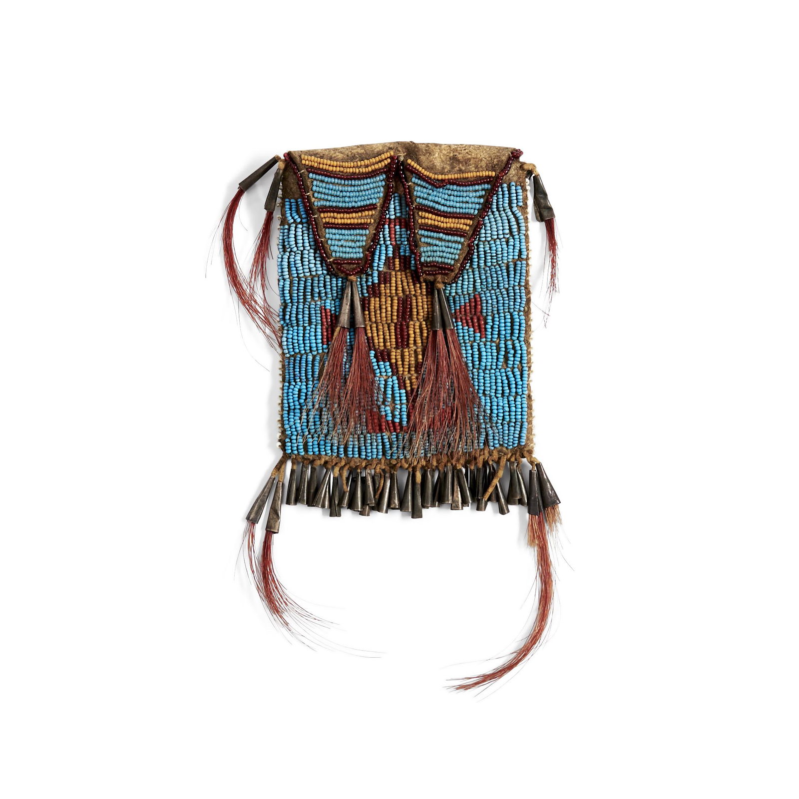 A Plains beaded hide pouch lg. 5 1/2, wd. 3 3/4 in. (1 of 2)