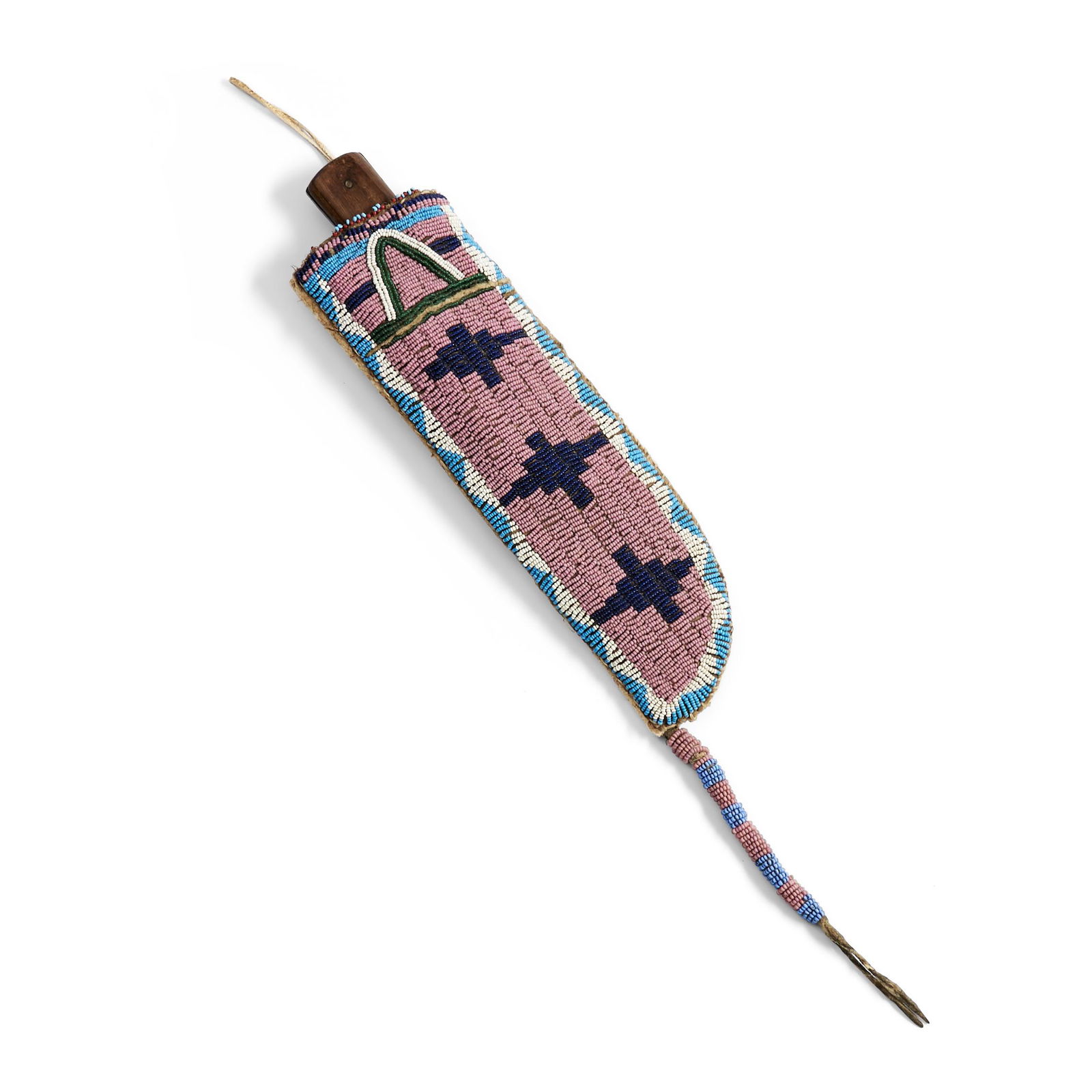 A Plains beaded knife sheath lg. excluding drop 9 1/4 in. (1 of 2)