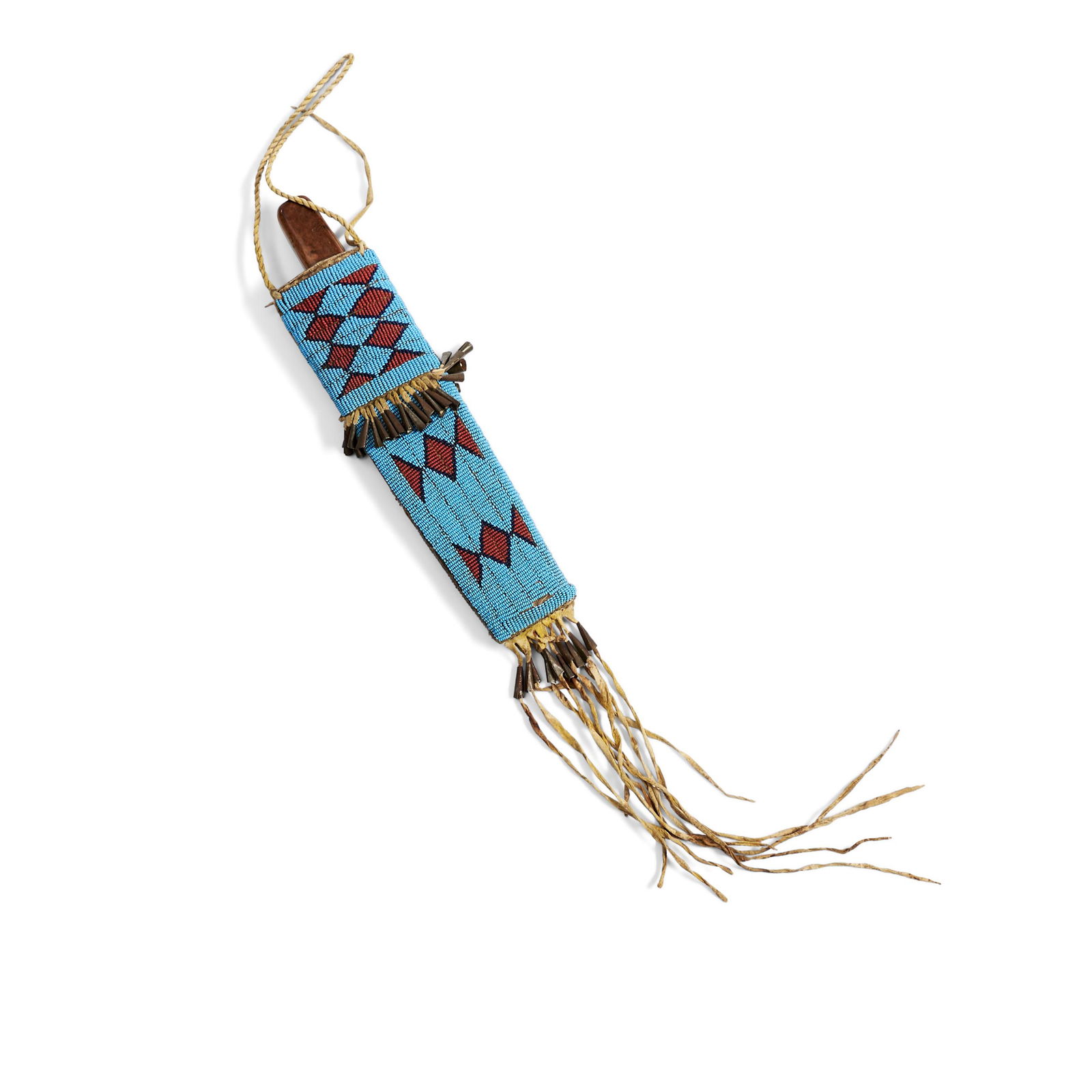 A fully beaded Plains knife sheath lg. without fringe 10 1/8 in. (1 of 2)