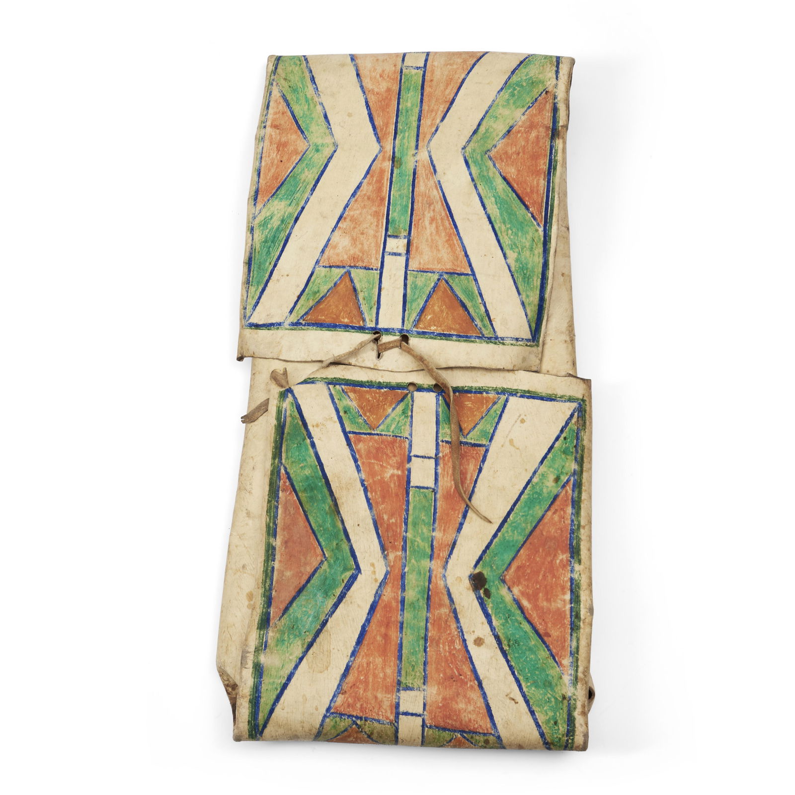 A Niitsitapi (Blackfeet) painted parfleche envelope  26 x 13 in. (1 of 2)