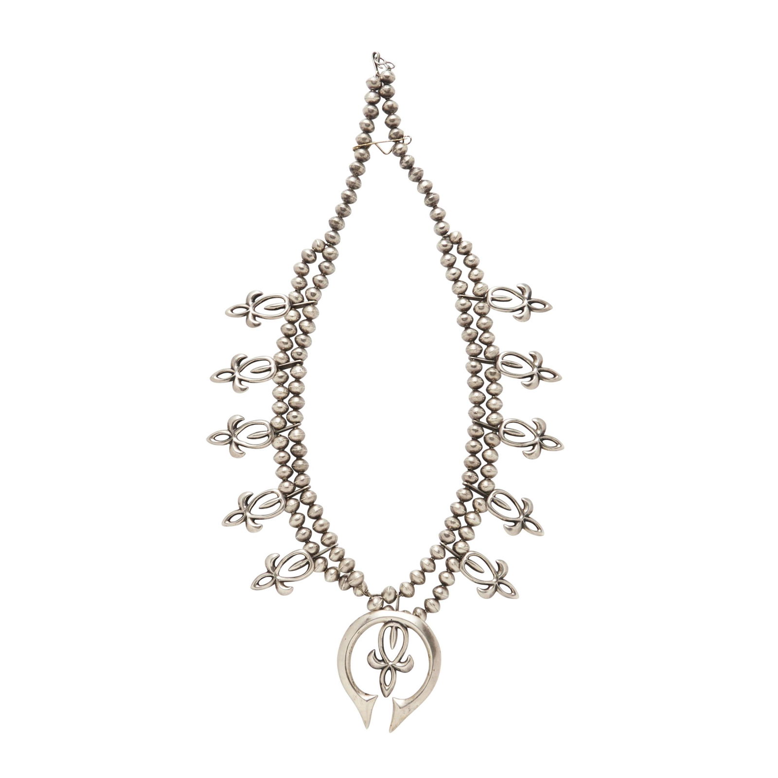 Two Southwest silver squash blossom necklaces lg. 15 1/8 and 13 in. (1 of 1)