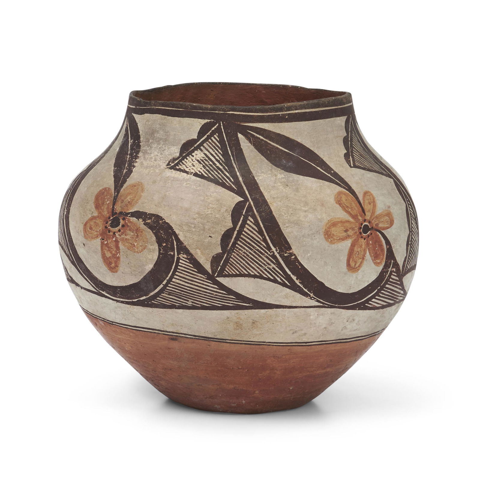 An Acoma polychrome pottery jar ht. 10, wd. 10 in. (1 of 3)