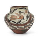 An Acoma polychrome pottery bird jar ht. 10 1/4, wd. 10 3/4 in.