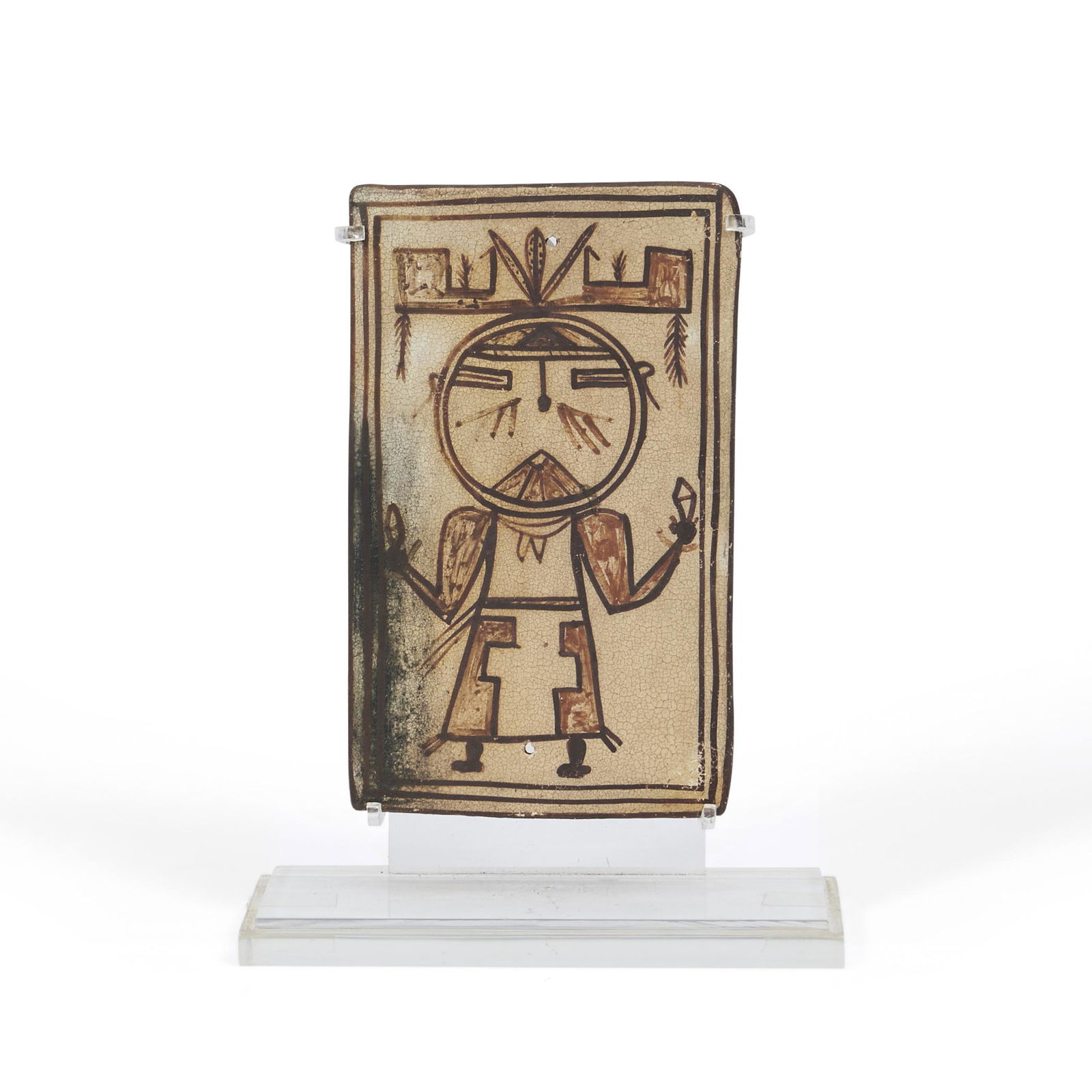 A large Hopi polychrome tile 6 3/4 x 4 in. (1 of 2)