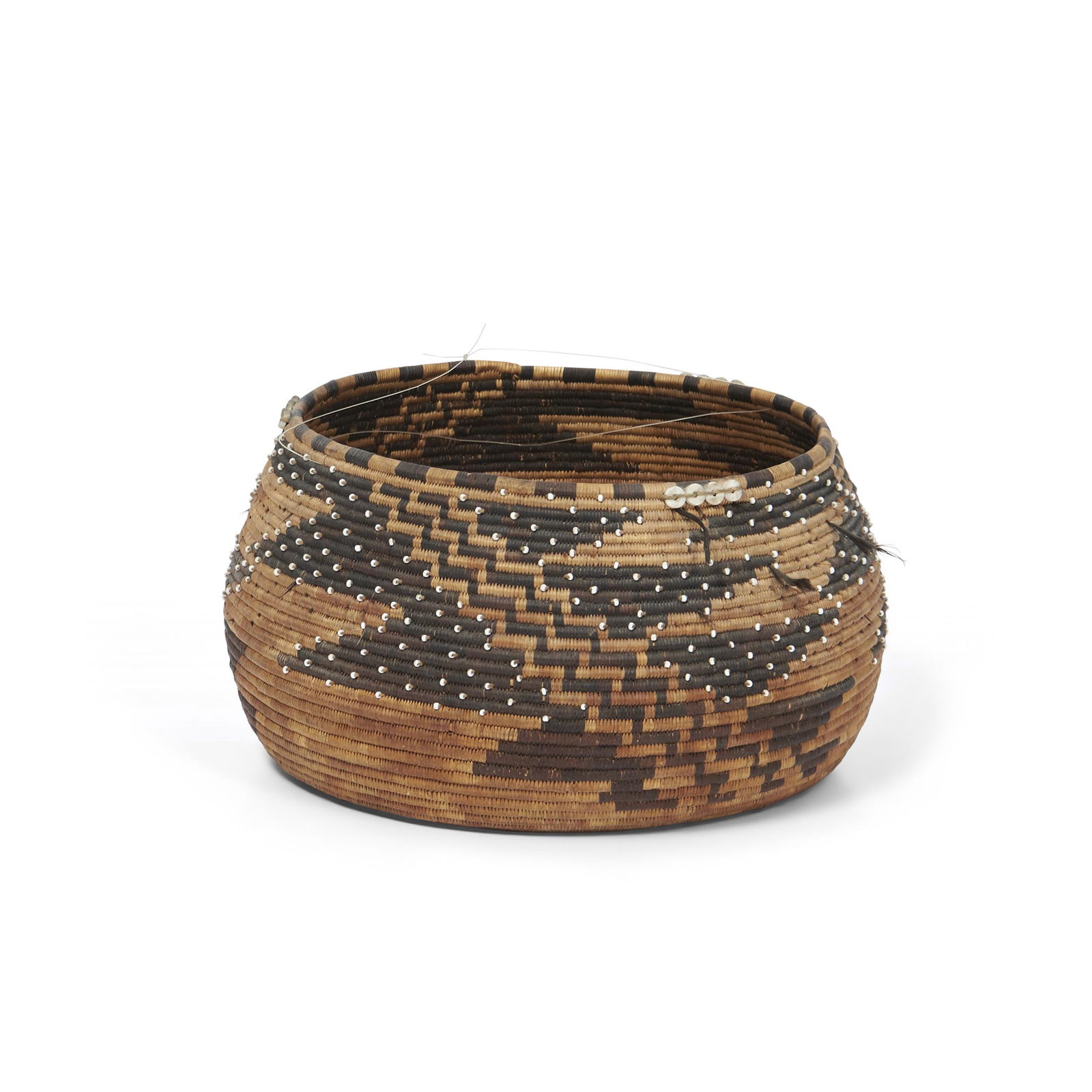 A twined beaded Pomo basket ht. 4 3/4, wd. 8 1/4 in. (1 of 4)