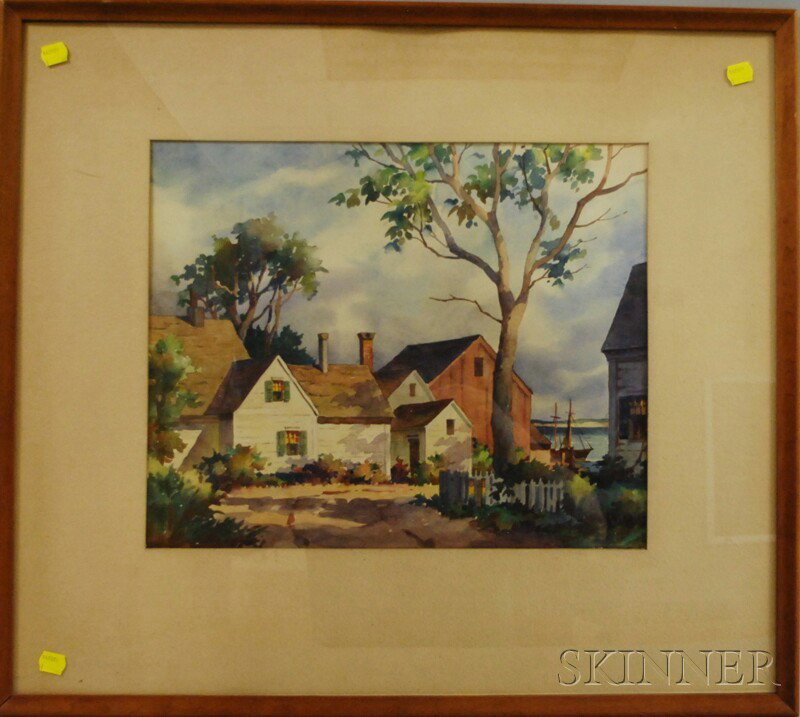 John Cuthbert Hare (American, 1908-1978) Cottage b: John Cuthbert Hare (American, 1908-1978) Cottage by the Sea, Probably Cape Cod. Signed "JOHN HARE" l.r. Watercolor on paper, sight size 13 x 16 in., framed. Condition: Minor toning.