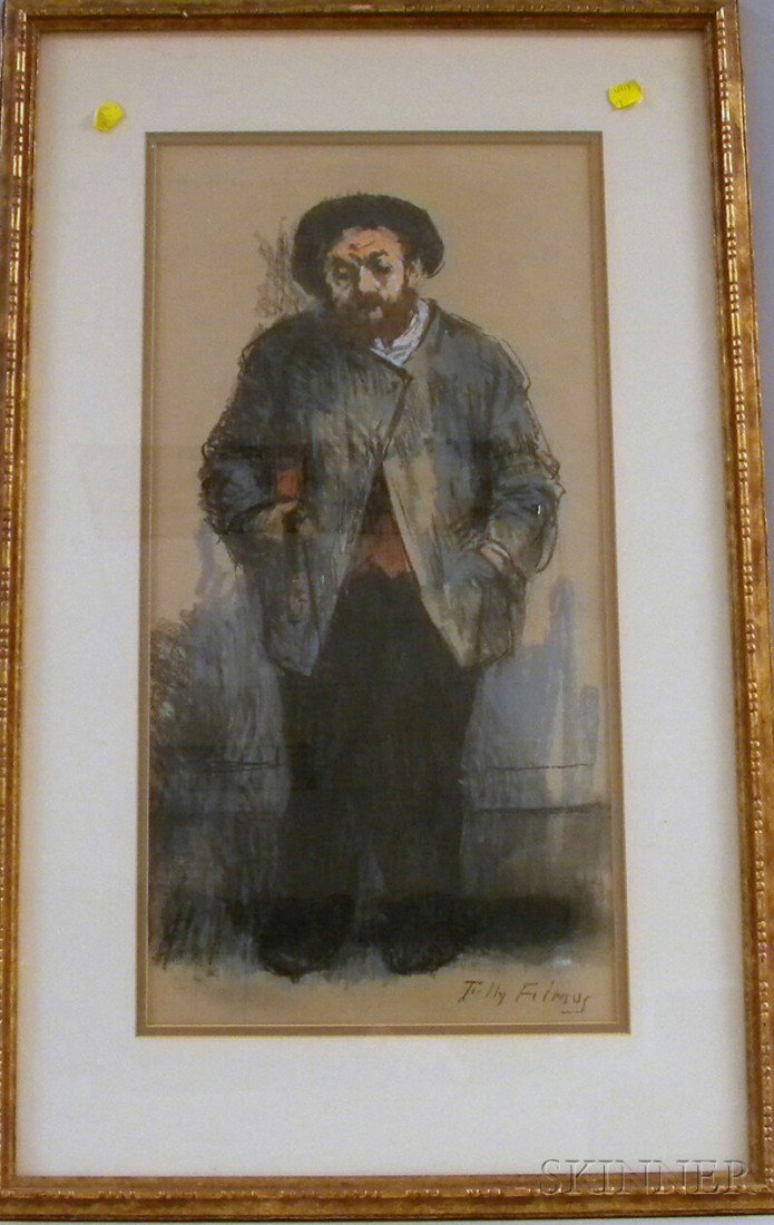 Tully Filmus (American, 1903-1998) Man with a Viol: Tully Filmus (American, 1903-1998) Man with a Violin. Signed "Tully Filmus" l.r. Pastel on paper/board, sight size 22 x 11 in., framed. Condition: Subtle rippling, mild acid burn, not examined out of 