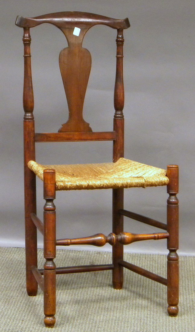 Queen Anne Birch and Maple Side Chair with Woven R: Queen Anne Birch and Maple Side Chair with Woven Rush Seat.