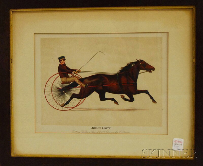 Framed Chromolithograph of Trotter Gelding "Joe El: Framed Chromolithograph of Trotter Gelding "Joe Elliott," sight size 8 3/4 x 11 1/2 in.