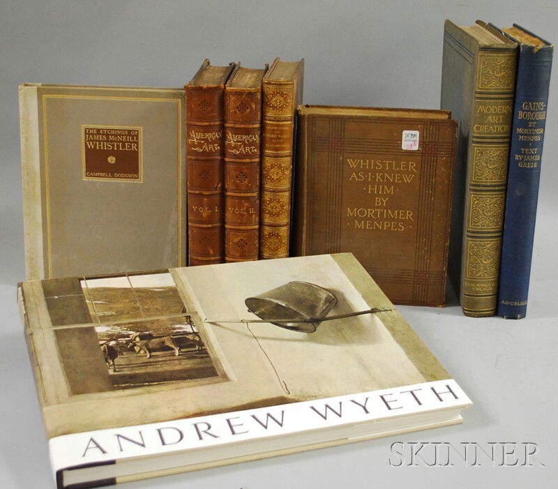 Eight Assorted 19th/20th Century Art Related Book: Eight Assorted 19th/20th Century Art Related Books, Meryman, Andrew Wyeth; Dodgson, Etchings of James MacNeill Whistler; Menpes, Whistler as I Knew Him and Gainsborough; Am