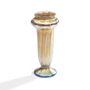 Tiffany Studios Gold Favrile Glass Vase, New York, New York, early 20th century, incised mark '1...: Tiffany Studios Gold Favrile Glass Vase,New York, New York, early 20th century, incised mark '1060 L.C. Tiffany Favrile X194,' ht. 8 in. (20.5 cm).