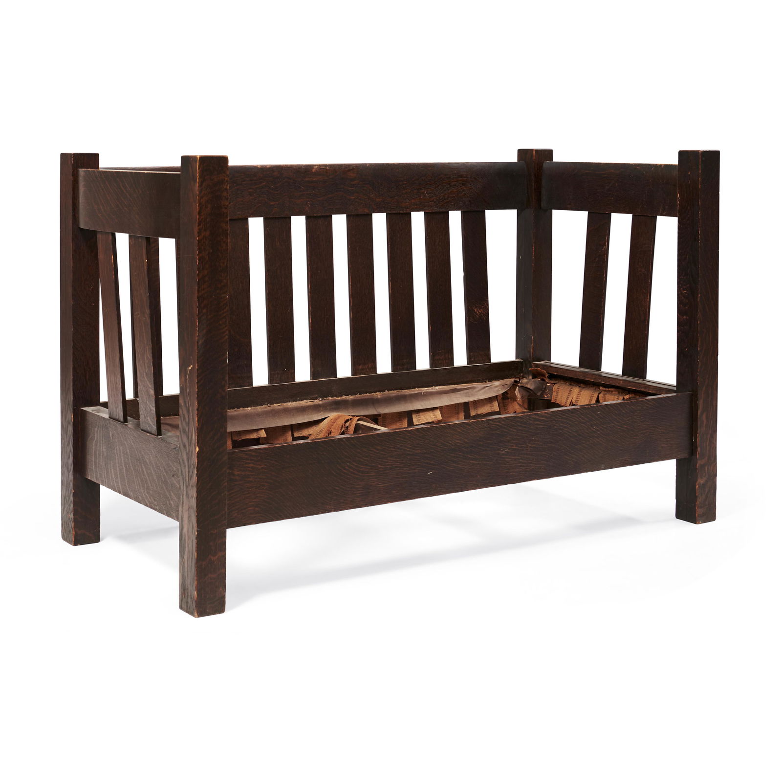 Arts and Crafts Oak Settle, early 20th century, unmarked, ht. 38 1/2 in.(ht. 98 cm.), wd. 62 in.... (1 of 1)