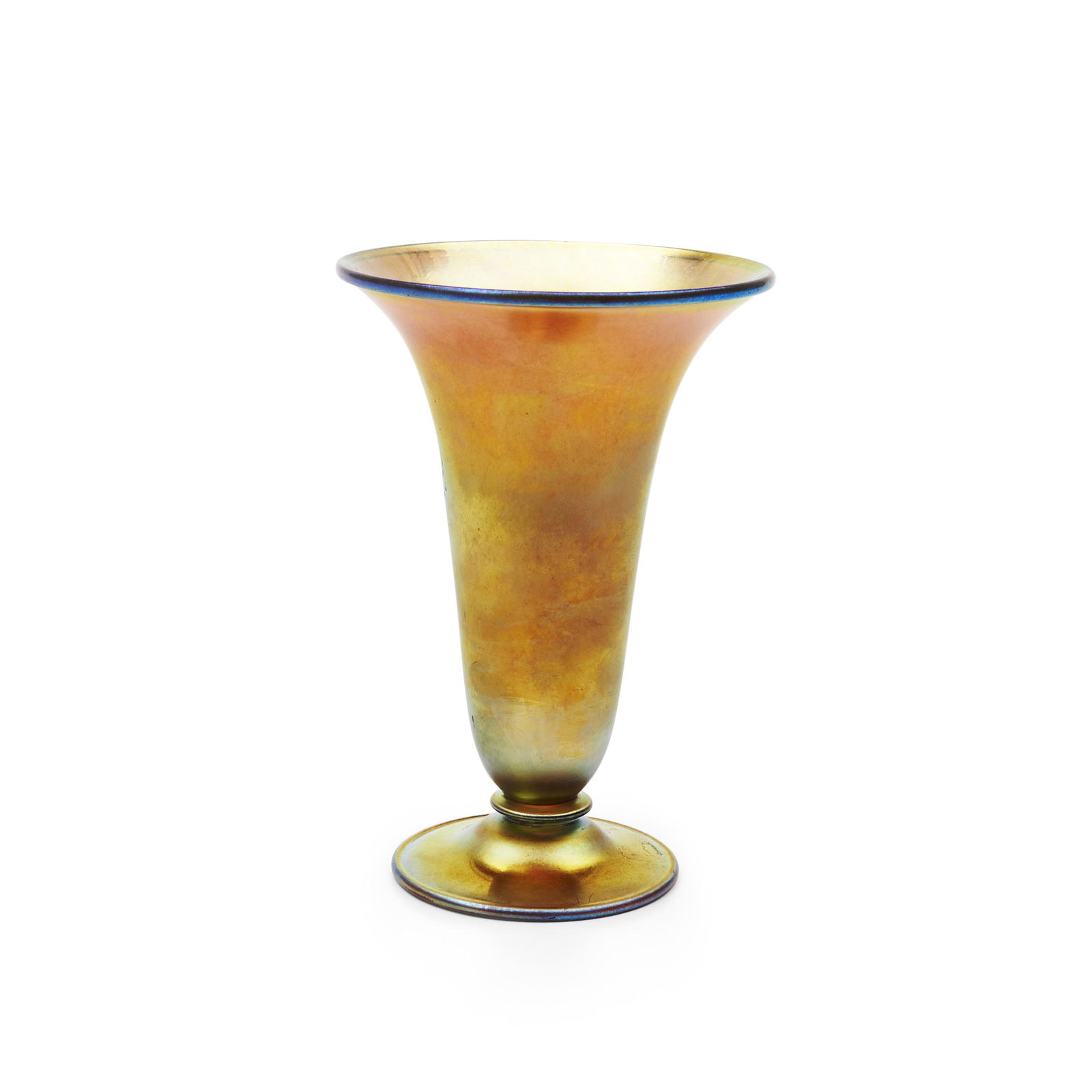 Steuben Gold Aurene Glass Trumpet Vase, Corning, New York, early 20th century, incised mark poss... (1 of 2)