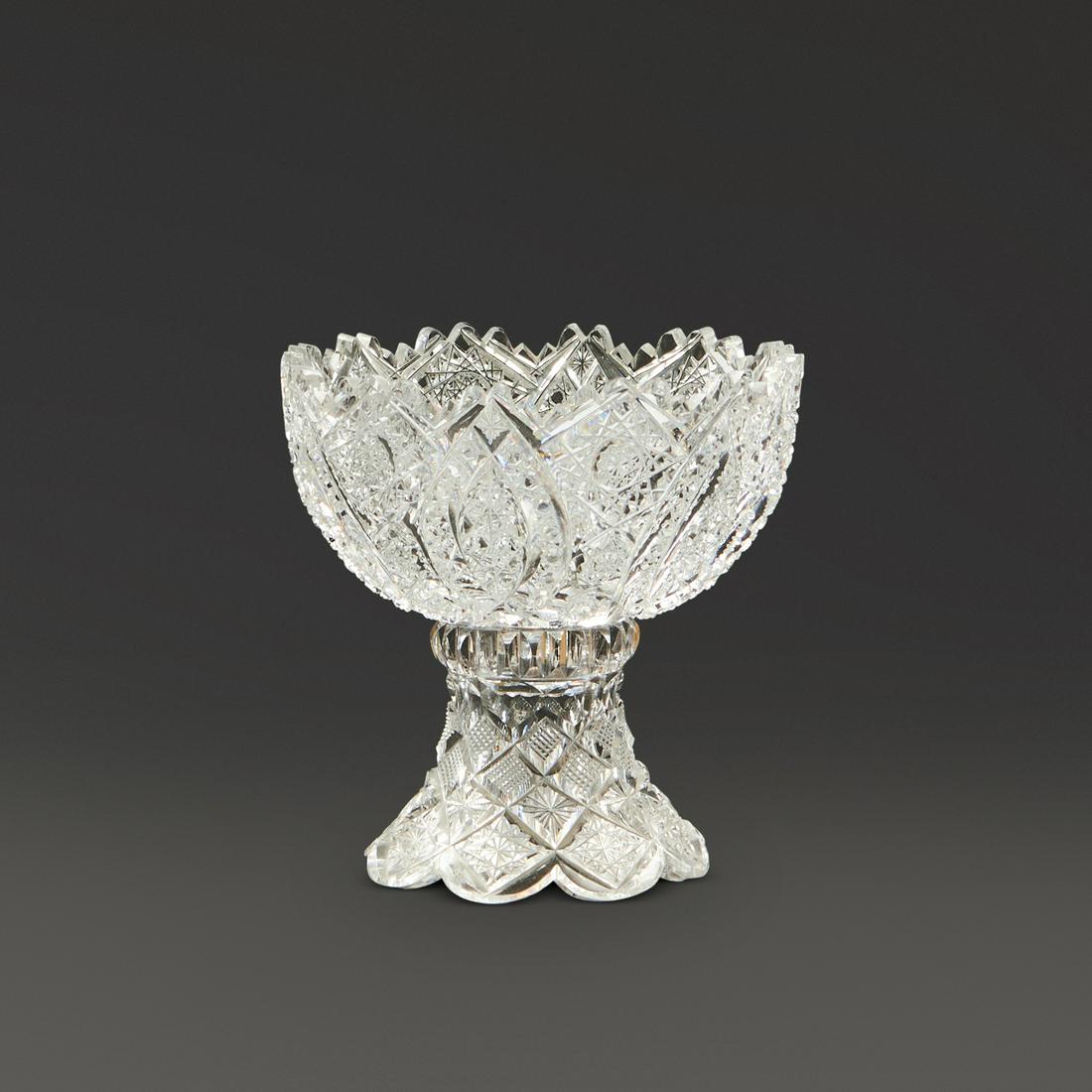 Brilliant-cut Crystal Miniature Bowl and Stand, late 19th/early 20th century, possibly by Hawkes...: Brilliant-cut Crystal Miniature Bowl and Stand, late 19th/early 20th century, possibly by Hawkes, unmarked, ht. 4 in. Provenance: The Dimitroff Family Collection, Corning, New York.