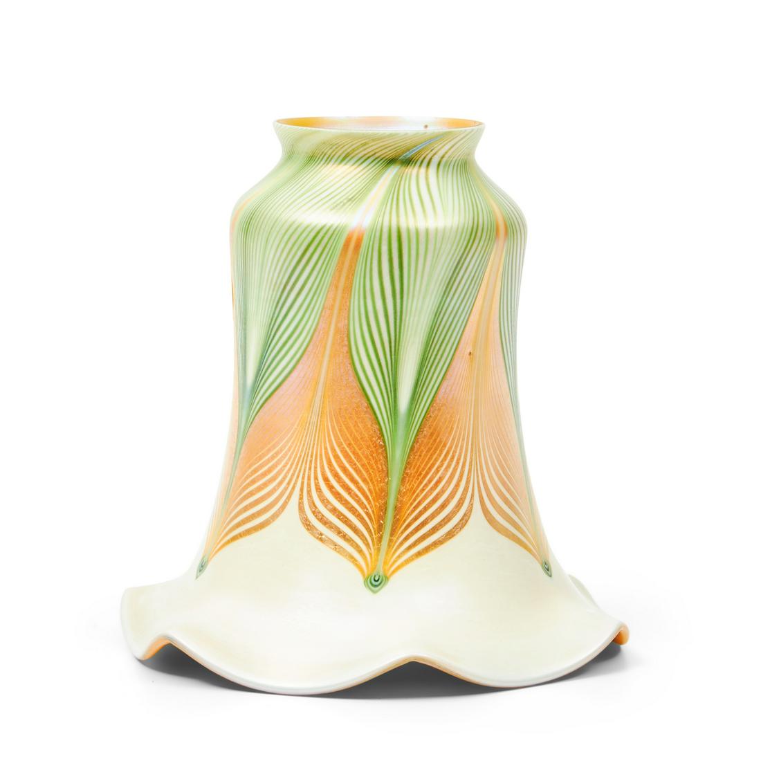 Steuben Green and Gold Aurene Pulled-feather Glass Shade, Corning, New York, early 20th century,... (1 of 1)