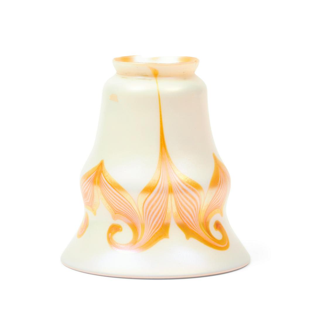 Lustre Art Glass Co. Red Pulled-feather Iridescent Glass Shade, New York, early 20th century, in... (1 of 1)