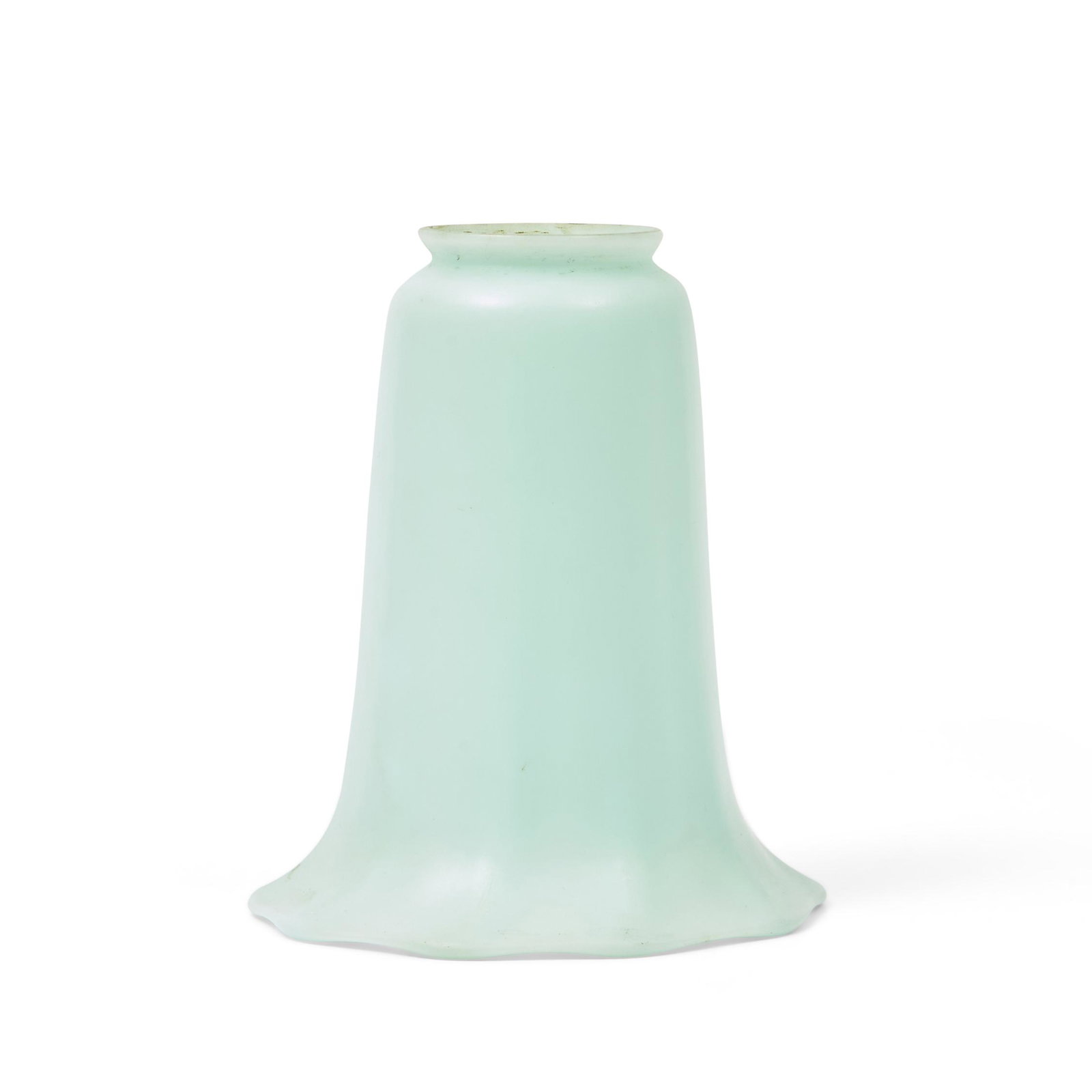 Quezal Pale Aqua Glass Shade, Queens, New York, early 20th century, marked 'Quezal,' ht. 6 1/8 i...: Quezal Pale Aqua Glass Shade, Queens, New York, early 20th century, marked 'Quezal,' ht. 6 1/8 in. (15.8 cm), fitter rim. dia. 2 1/8 in. (5.5 cm). Provenance: The Dimitroff Family Collection, Corning,