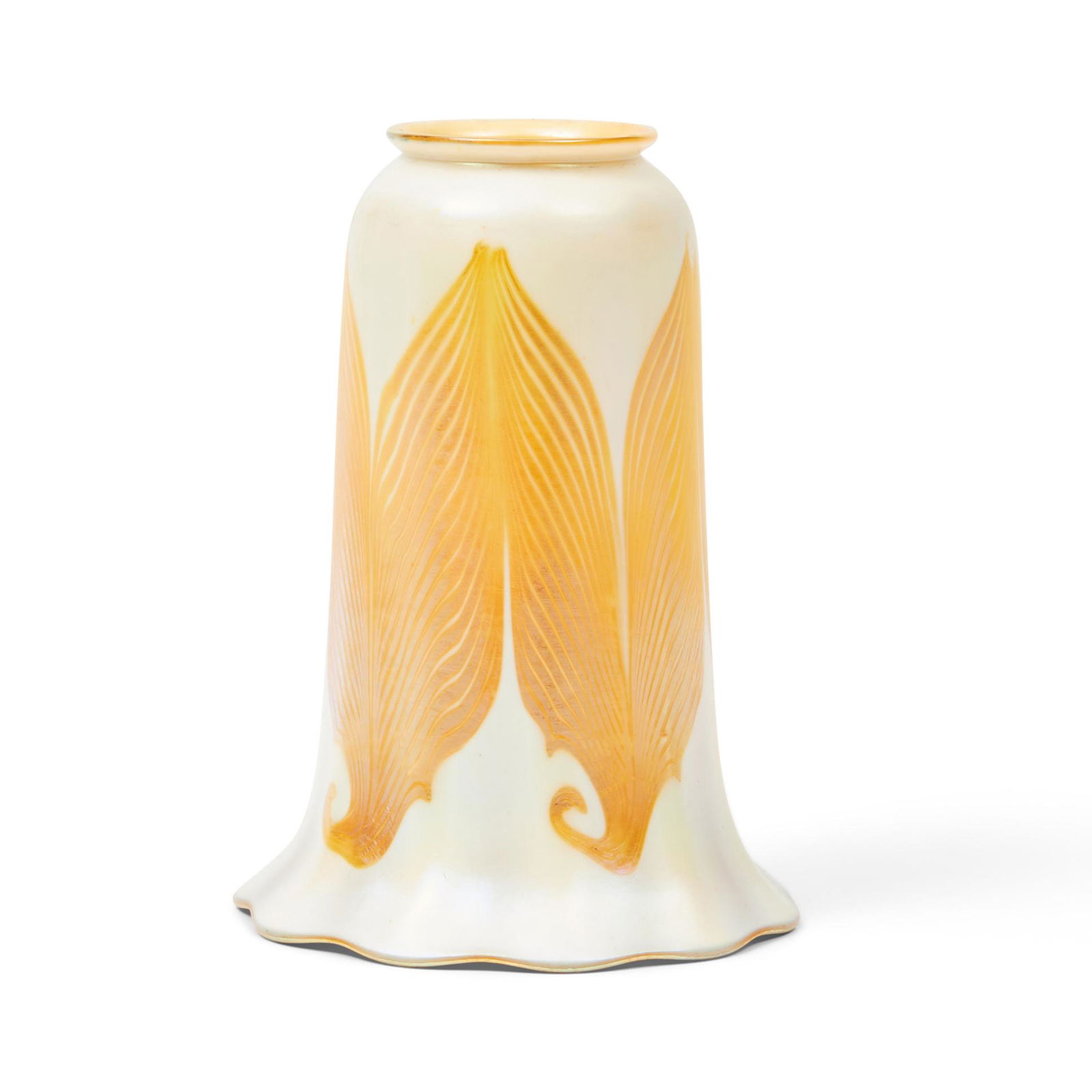 Quezal Iridescent Gold Pulled-feather Glass Shade, Queens, New York, early 20th century, iridesc... (1 of 1)