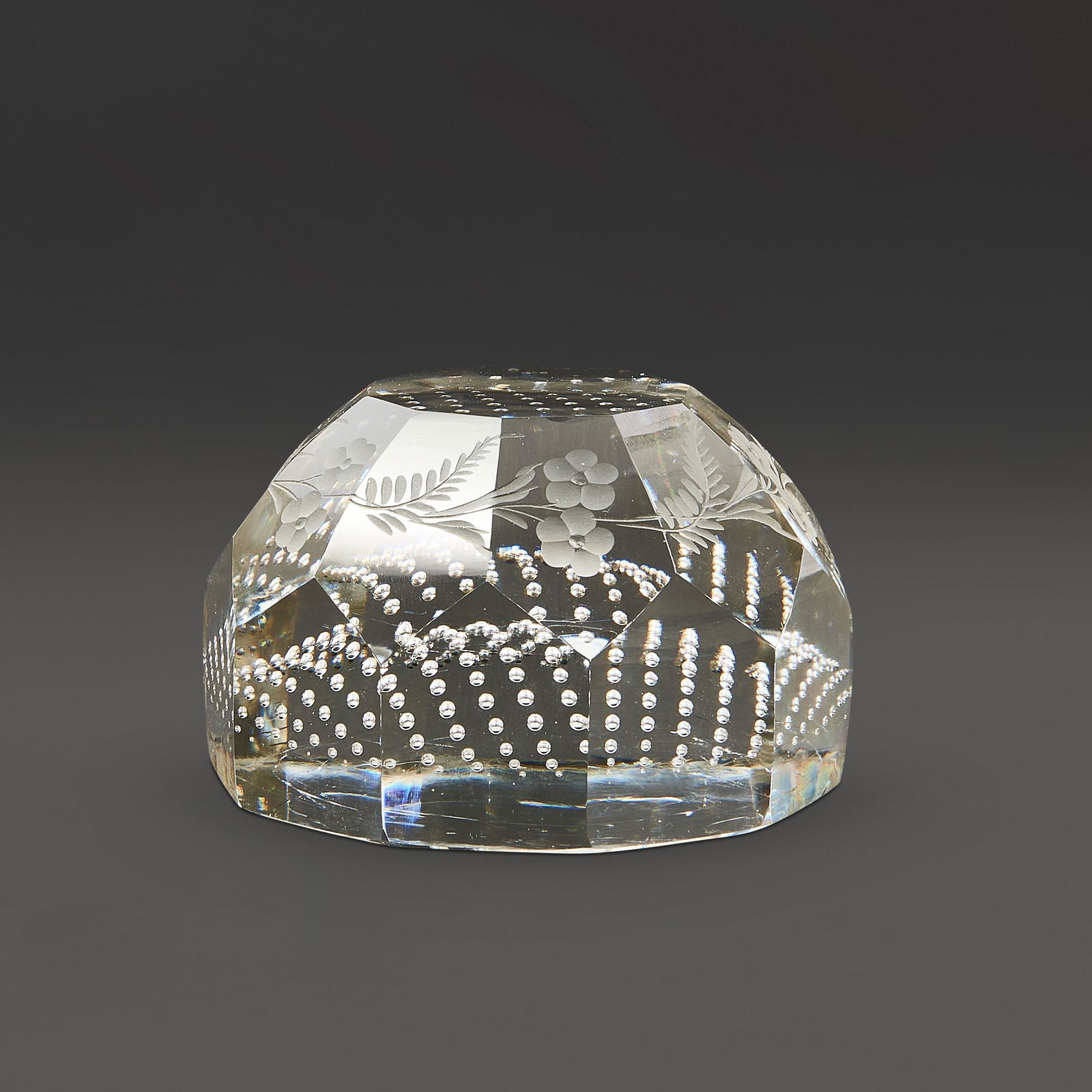 Steuben Engraved Crystal Paperweight, Corning, New York, late 20th century, controlled bubble, f... (1 of 1)