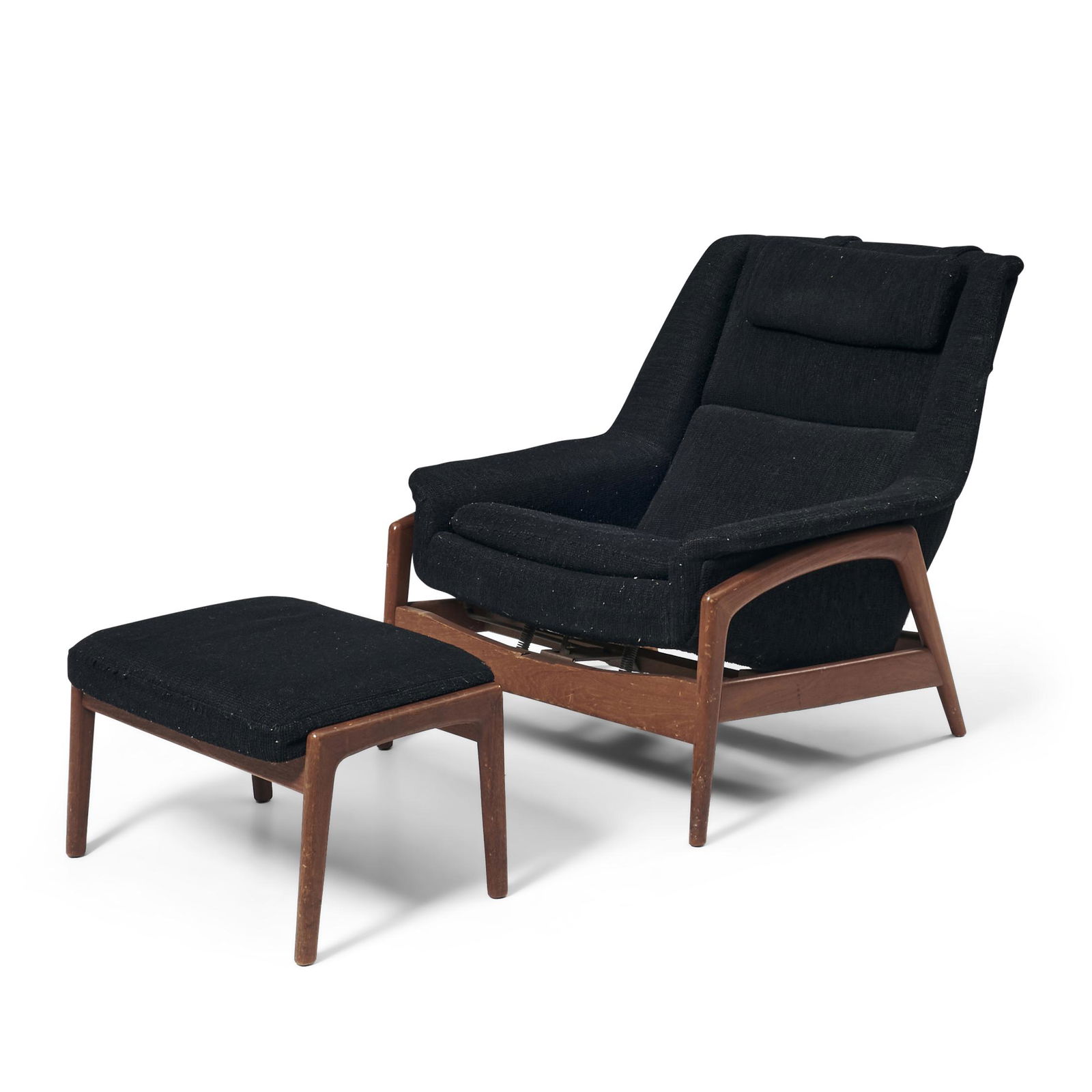 Folke Olsson (1919-2003) for Dux Rocking Recliner and Ottoman, Sweden, c. 1960, walnut, maker's ... (1 of 1)