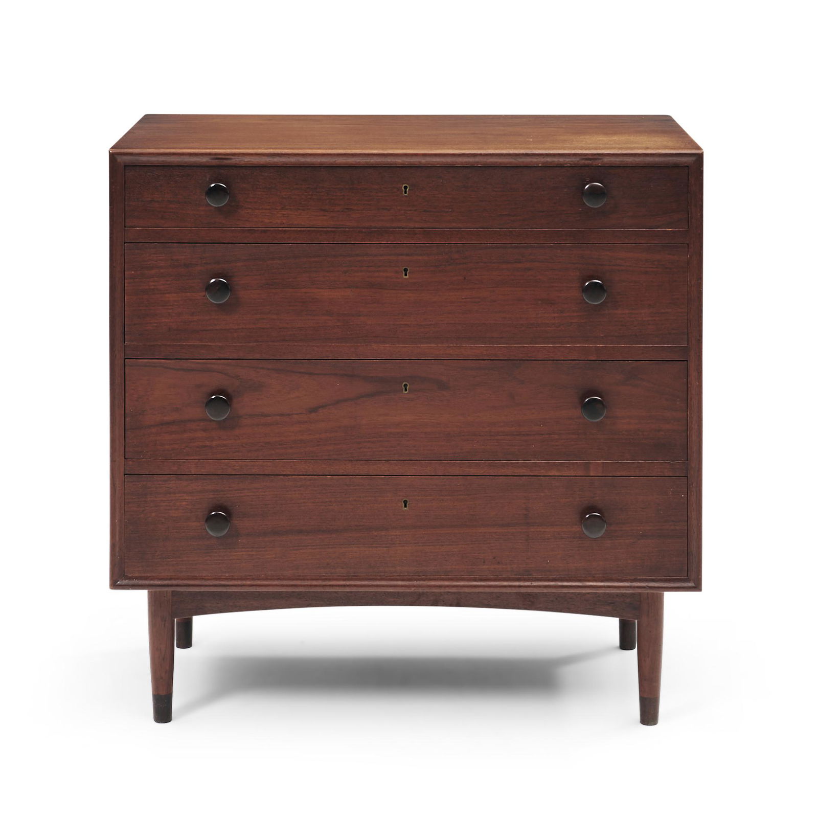 Danish Mid-century Modern Small Teak Chest of Drawers, c. 1960, unmarked, ht. 31 1/2, wd. 31 3/4... (1 of 1)