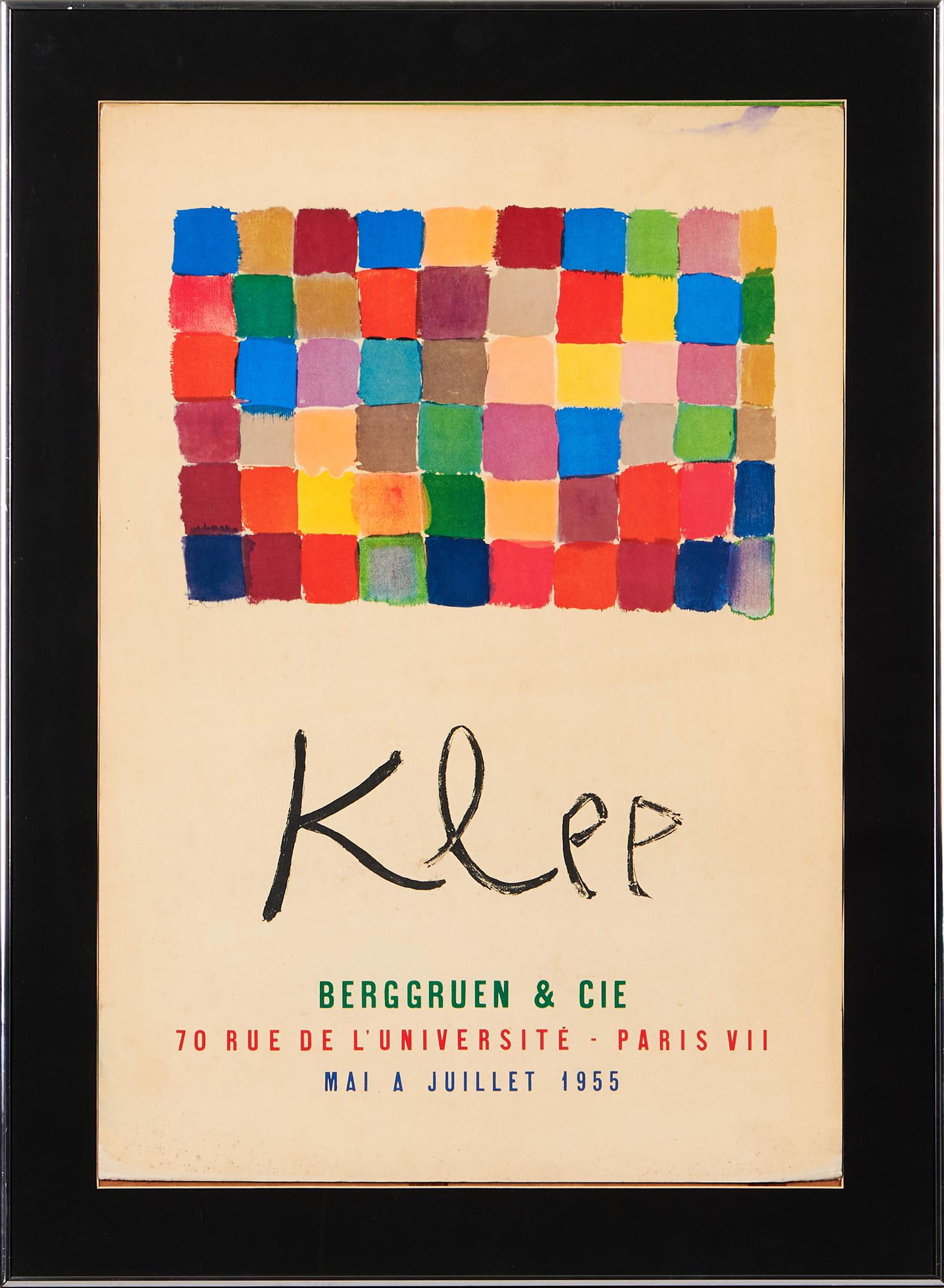 Paul Klee Galerie Berggruen Exhibition Poster, Paris, 1955, mounted on board and framed, framed ... (1 of 2)