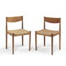 Pair of Danish Mid-century Modern Teak Chairs, c. 1960, cord seats, one partially marked 'Frem__...