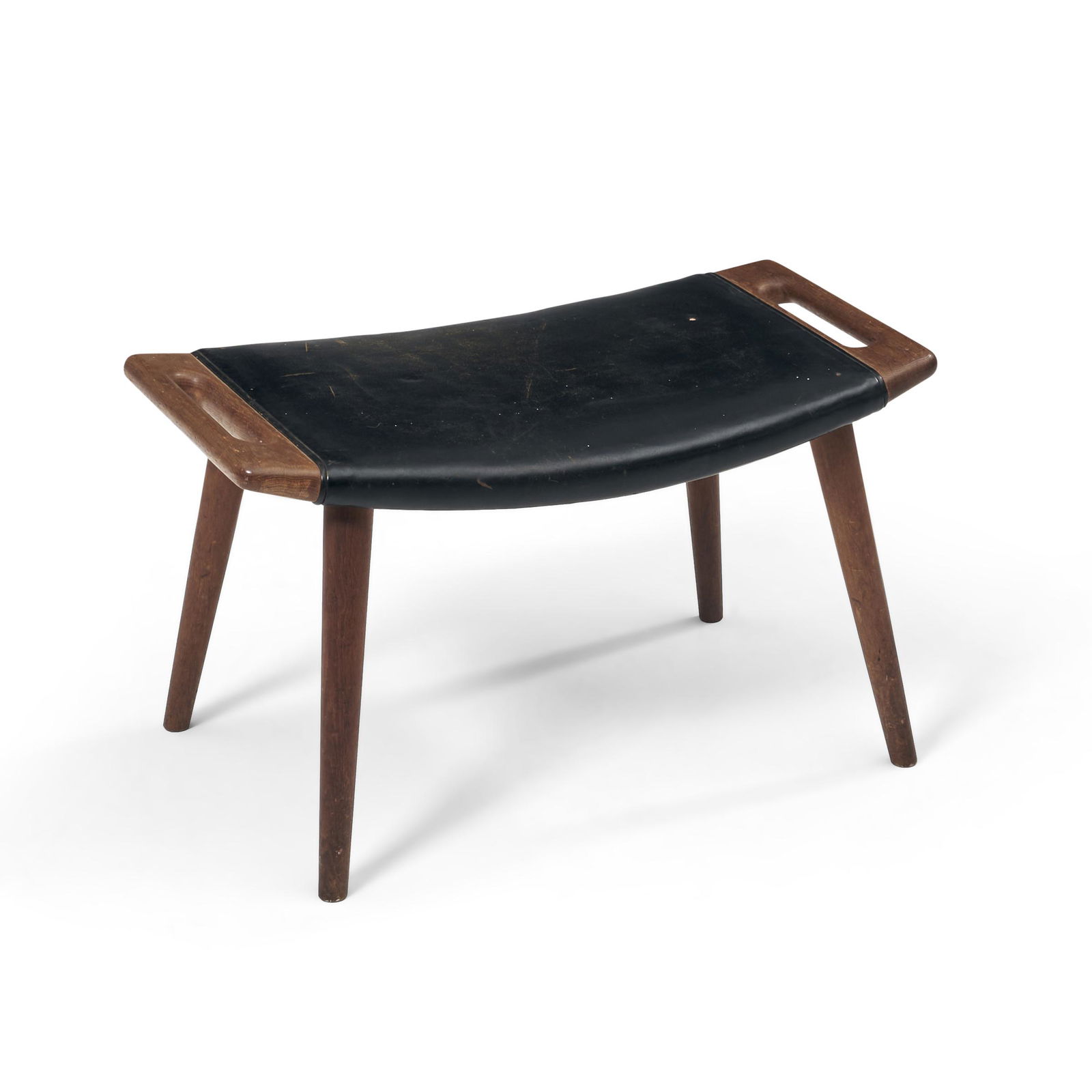 Hans Wegner (1914-2007) 'Papa Bear' Ottoman, Denmark, c. 1950, teak and leather, ink stamped mar... (1 of 1)