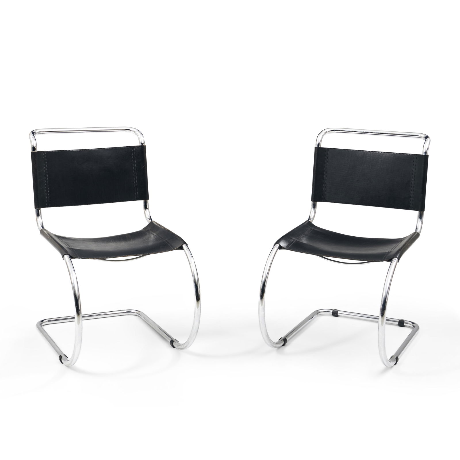 Pair of Chrome and Leather MR-style Side Chairs after Mies van der Rohe, fourth-quarter 20th cen... (1 of 1)