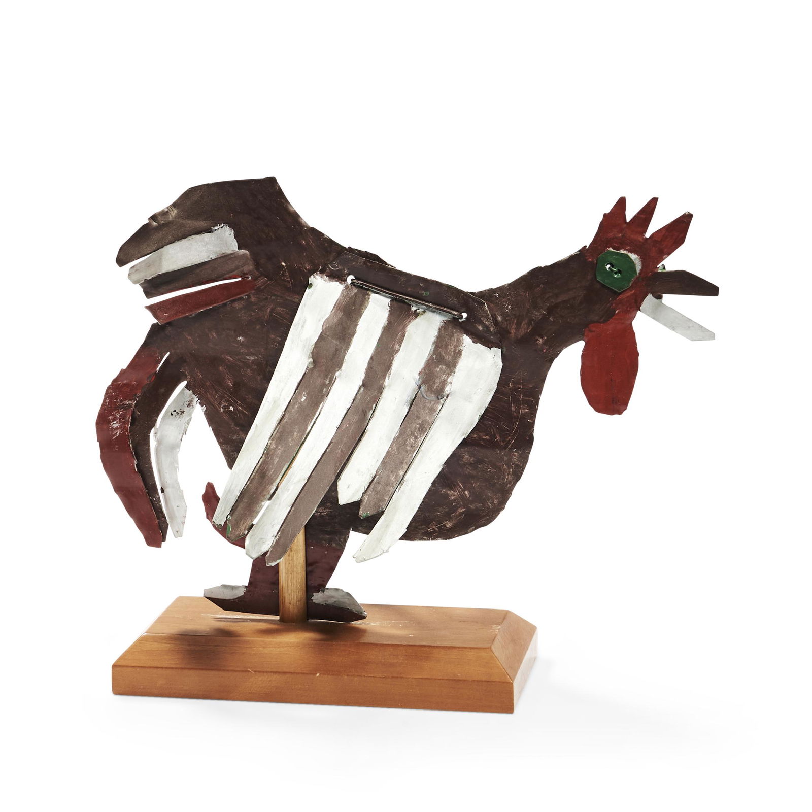 David Butler (1898-1997) 'Rooster' Sculpture, Good Hope, Louisiana, c. 1980, painted sheet metal... (1 of 2)