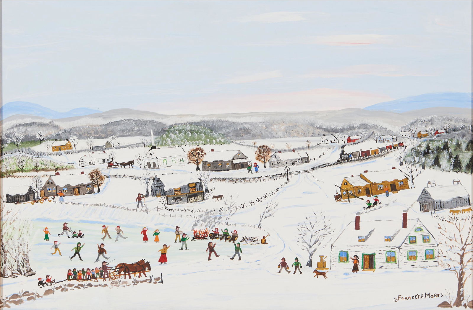 Forrest K. Moses (American, 1893-1974) Good Times 16 x 24 in. (40.7 x 60.7 cm) framed 20 1/2 x 2... (1 of 4)