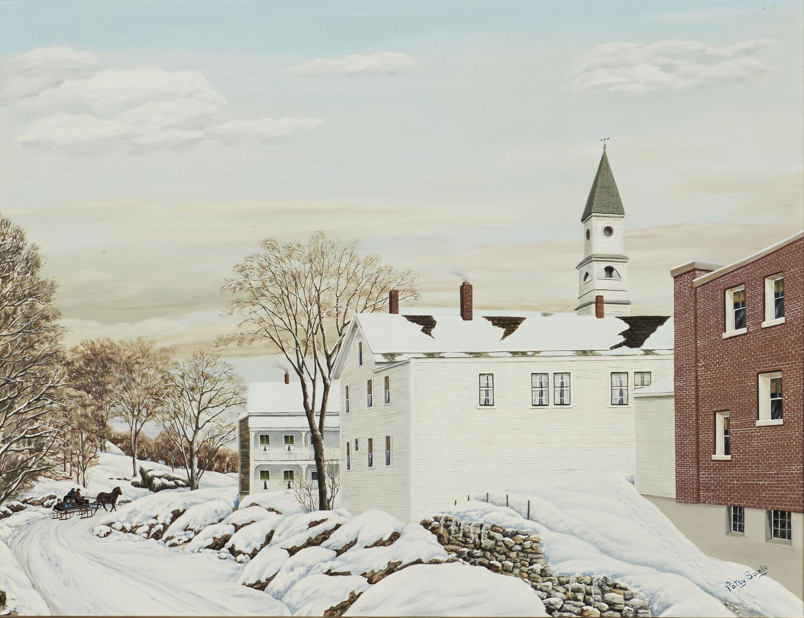 Pasquale (Patsy) Santo (American, 1893-1975) A Sunday Sleigh Ride, Bennington, Vermont 20 x 26 1... (1 of 4)