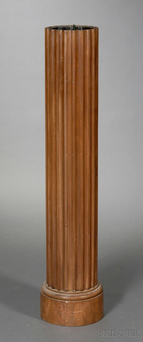 Architectural Form Lighted Display Stand Wood and glass bulb Cylindrical fluted column the interior : Architectural Form Lighted Display Stand Wood and glass bulb Cylindrical fluted column the interior fitted with an up-light, without a top, could be fitted with glass for bottom-lit display, ht. 45 1/