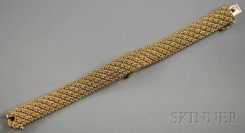 Lady's 14kt Gold Tiffany & Co. Covered Bracelet Wr: Lady's 14kt Gold Tiffany & Co. Covered Bracelet Wristwatch, 17-jewel Concord Watch Co. movement, total 24.2 dwt not including movement, lg. 6 1/4 in.