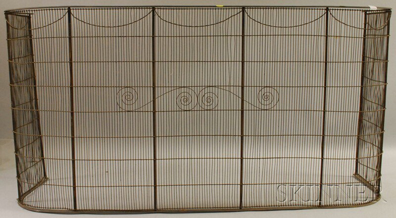 Iron and Wire Fireplace Fender, ht. 24, wd. 47 3/: Iron and Wire Fireplace Fender, ht. 24, wd. 47 3/4, dp. 14 in.