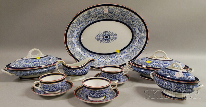 Eleven-piece Royal Worcester Blue and White Trans: Eleven-piece Royal Worcester Blue and White Transfer-decorated Porcelain Partial Dinner Set.