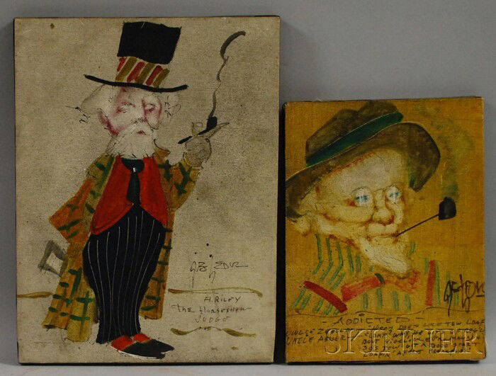 Two 20th Century American School Portraits of a Ma: Two 20th Century American School Portraits of a Man, each signed and inscribed "GE LEON" l.r., oil on canvas, sizes to 16 x 12 in., each unframed.