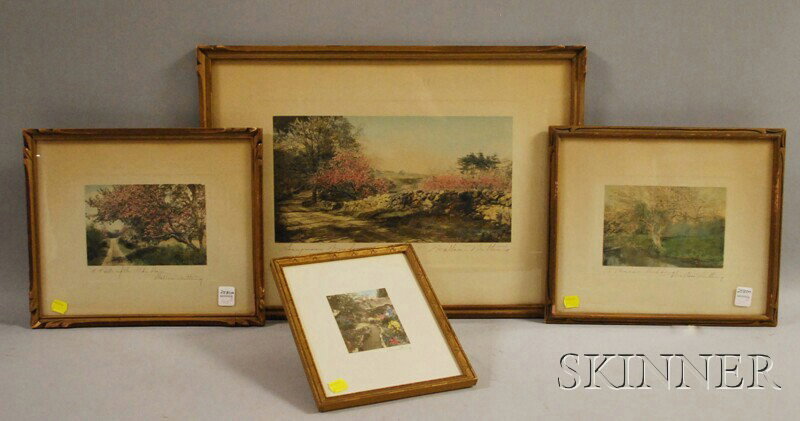 Four Framed Wallace Nutting Hand-colored Photograp: Four Framed Wallace Nutting Hand-colored Photographic Prints, a cottage view and three landscapes.
