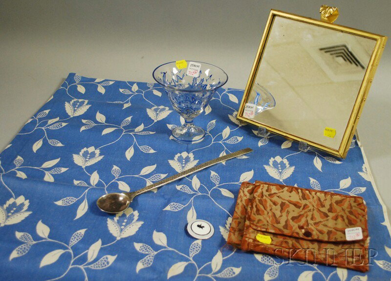 Six Wiener Werkstatte Attributed Articles, a silve: Six Wiener Werkstatte Attributed Articles, a silver spoon, a mirror, fabric letter opener, and an enamel pin.