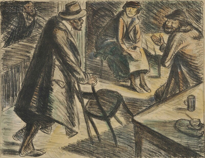 Ernst Barlach (German, 1870-1938) Gestörter Aufbruch: Ernst Barlach (German, 1870-1938) Gestörter Aufbruch, 1917-19 (Schult, 126). Signed "EBarlach" in pencil l.r. Lithograph with hand-coloring on paper, image size 10 7/8 x 13 1/2 in. (27.5 x 34.3 cm